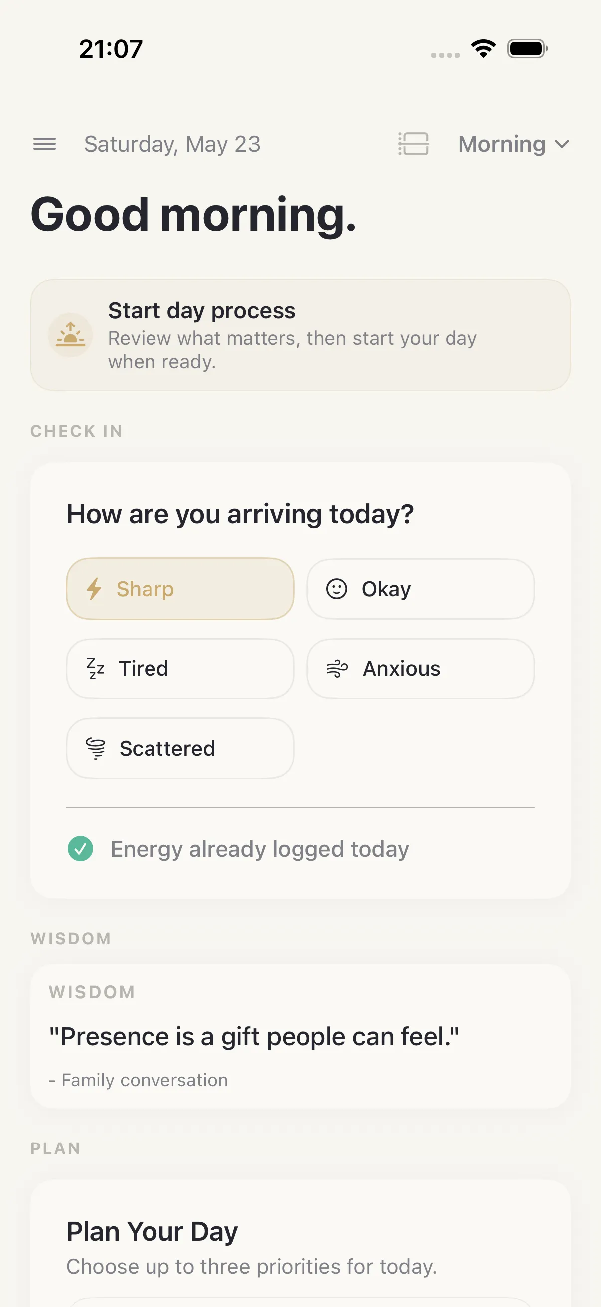 Morning plan