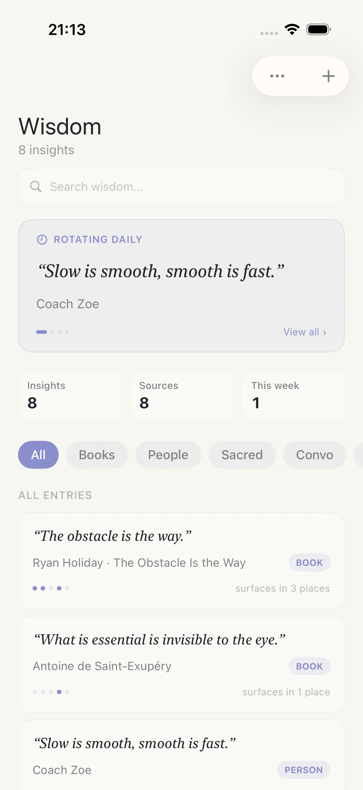 Wisdom screen in HourLife