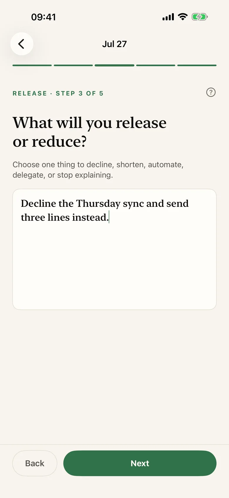 A Time Freedom Review prompt: what will you release or reduce?